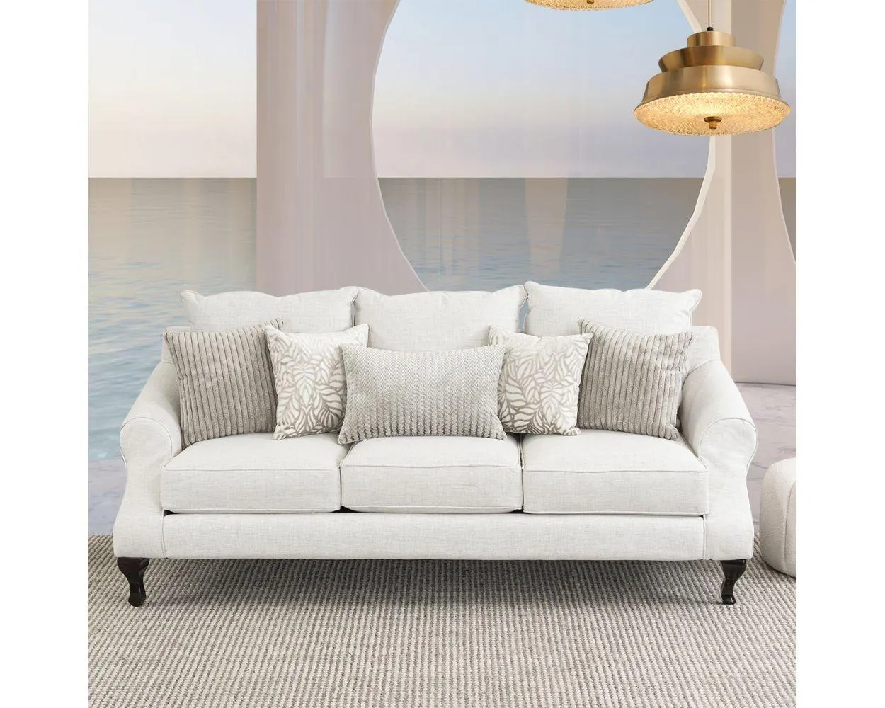 Sofá 3 Plazas James Fiora Ecru Blanco