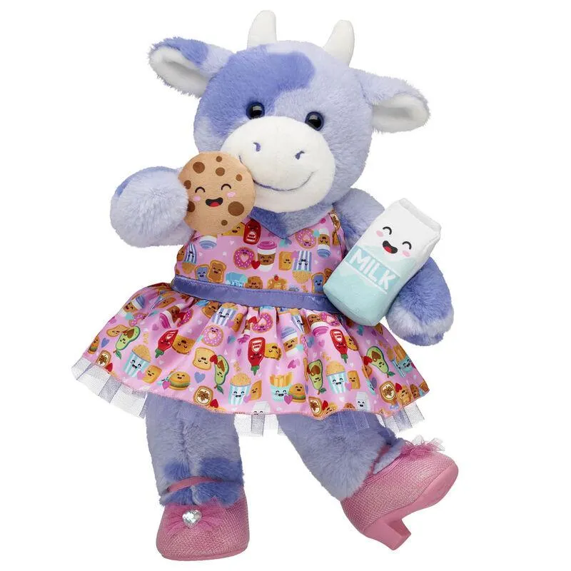 Purple Cow Stuffed Animal Milk and Cookies Gift Set