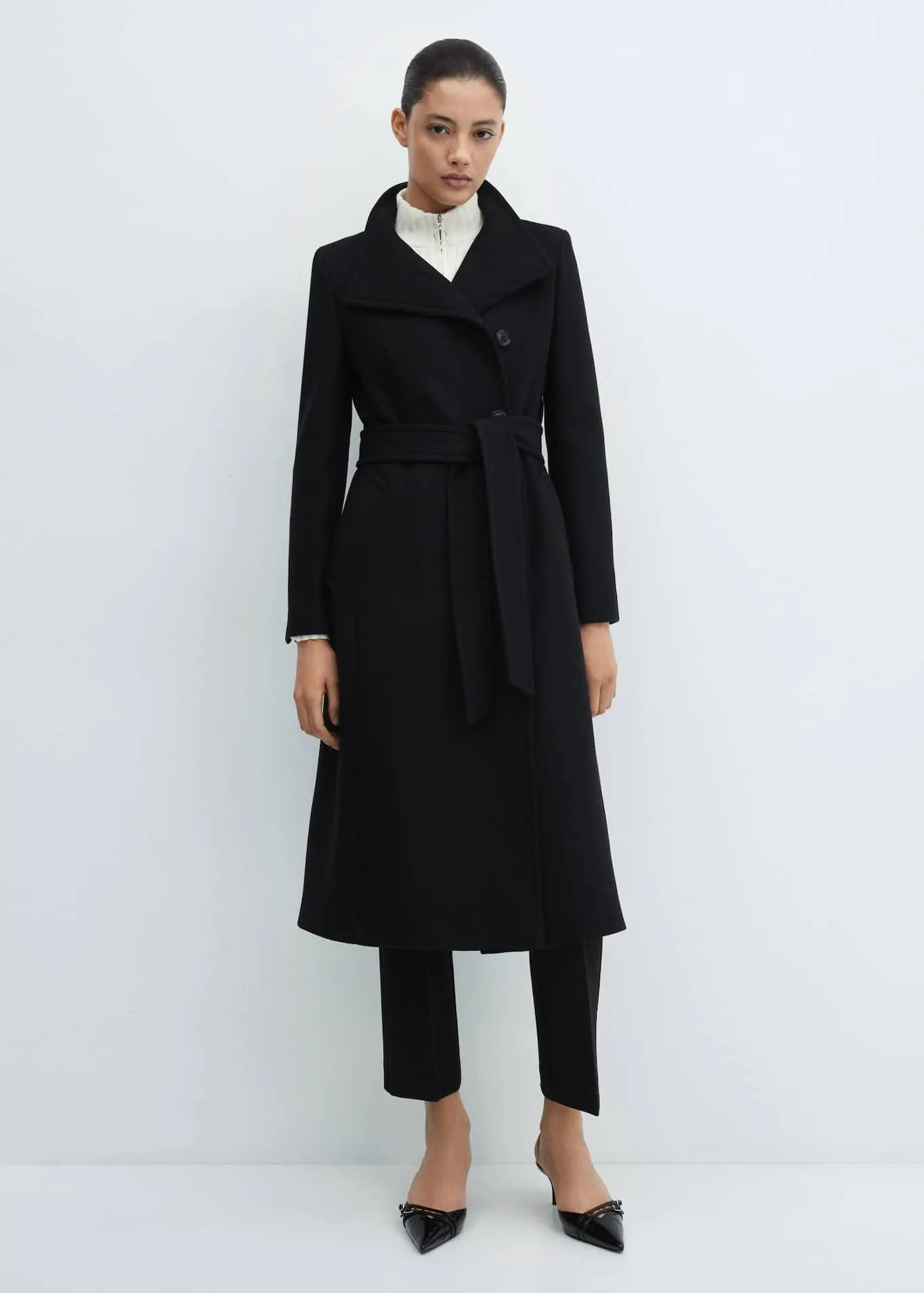 Παλτό μαλλί manteco ζώνη