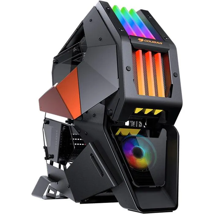 Gabinete Gamer COUGAR CONQUER 2 ATX Full Torre 1 Fan Cristal Templado USB-C ARGB Negro/Naranja