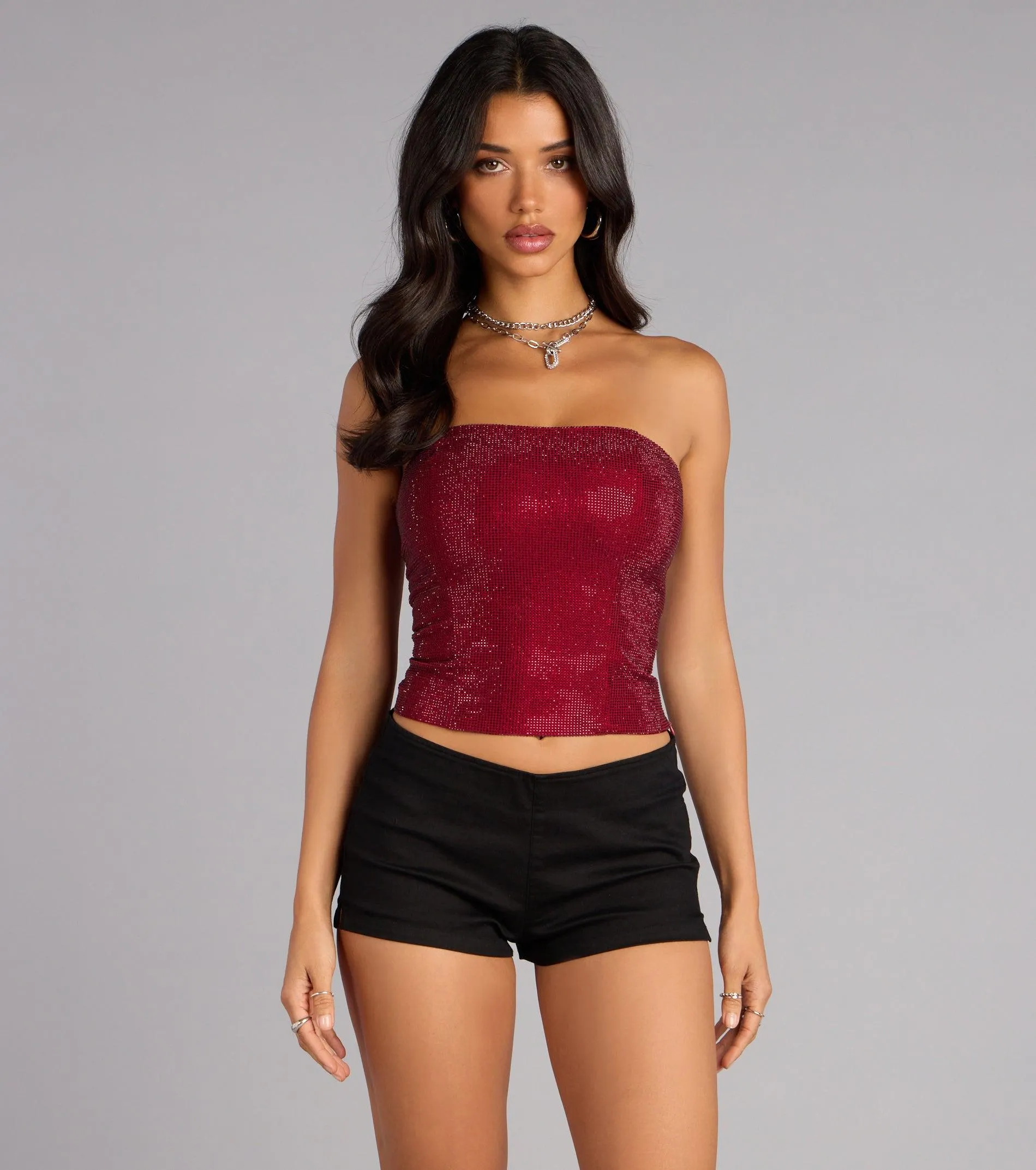 Glitz Game Tube Rhinestone Corset Top