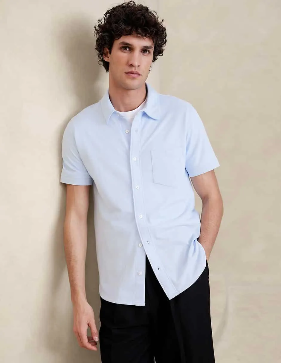 Camisa casual de algodón manga corta para hombre