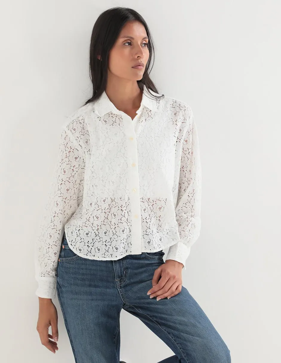 Camisa de algodón manga larga para mujer