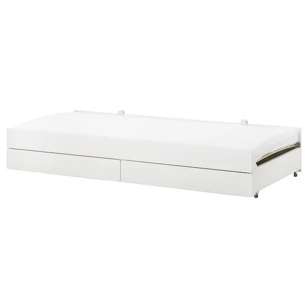 Cama inferior con almacenamiento, blanco,