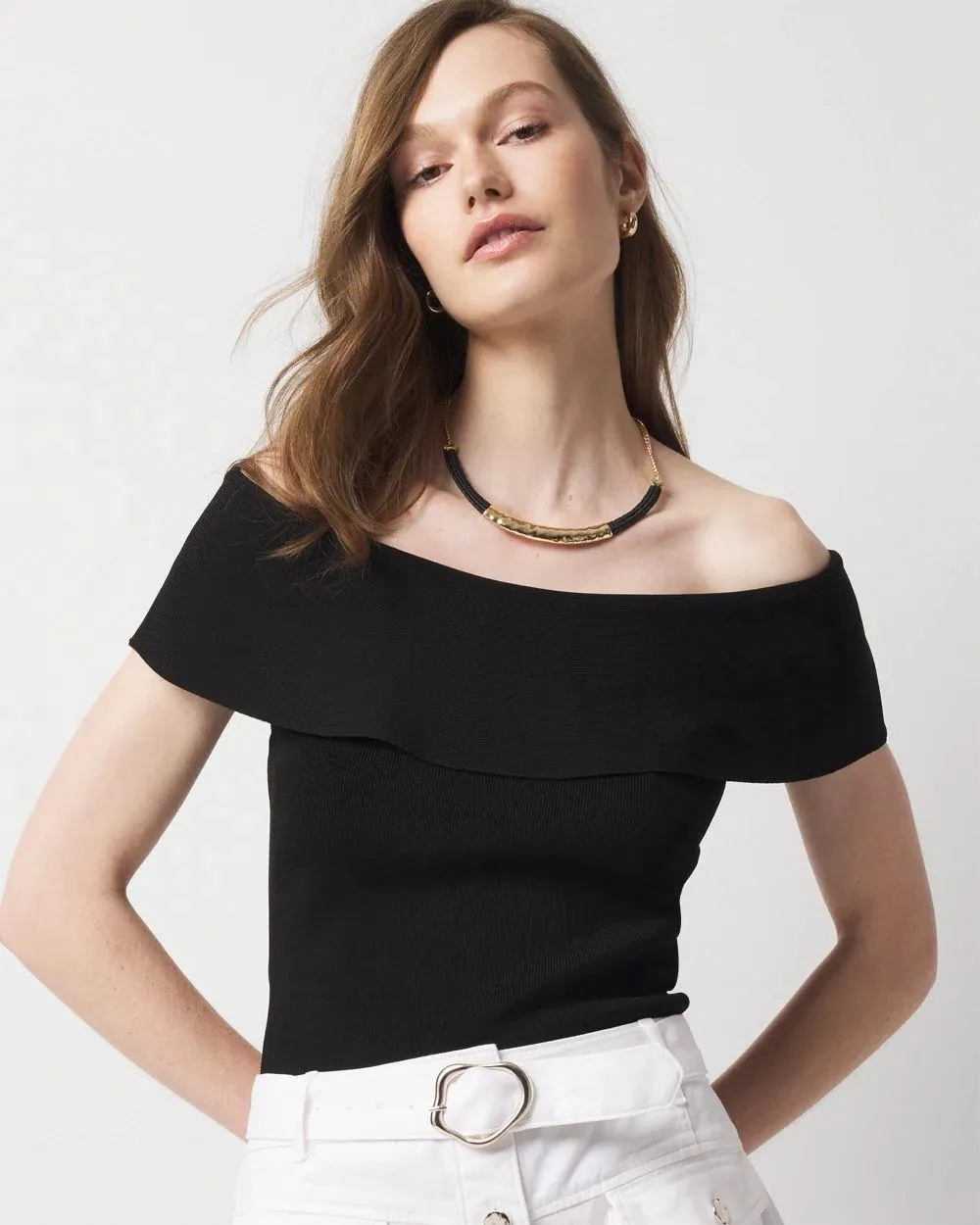 WHBM FORME ™ Sculpt Stretch Off-the-Shoulder Sweater