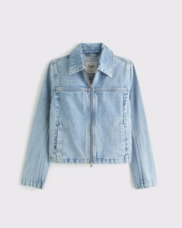Slim Double-Zip Denim Jacket
