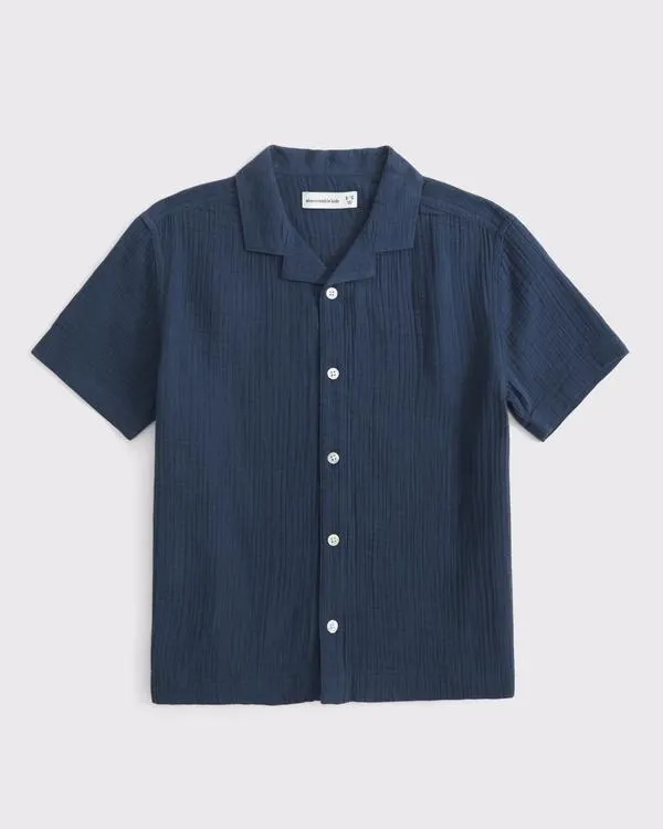 resort short-sleeve gauzy shirt