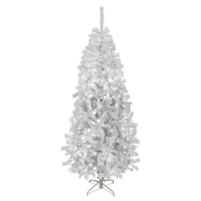 Arbol De Navidad Vermont Blanco Con Luz Led 220 Cm Altura