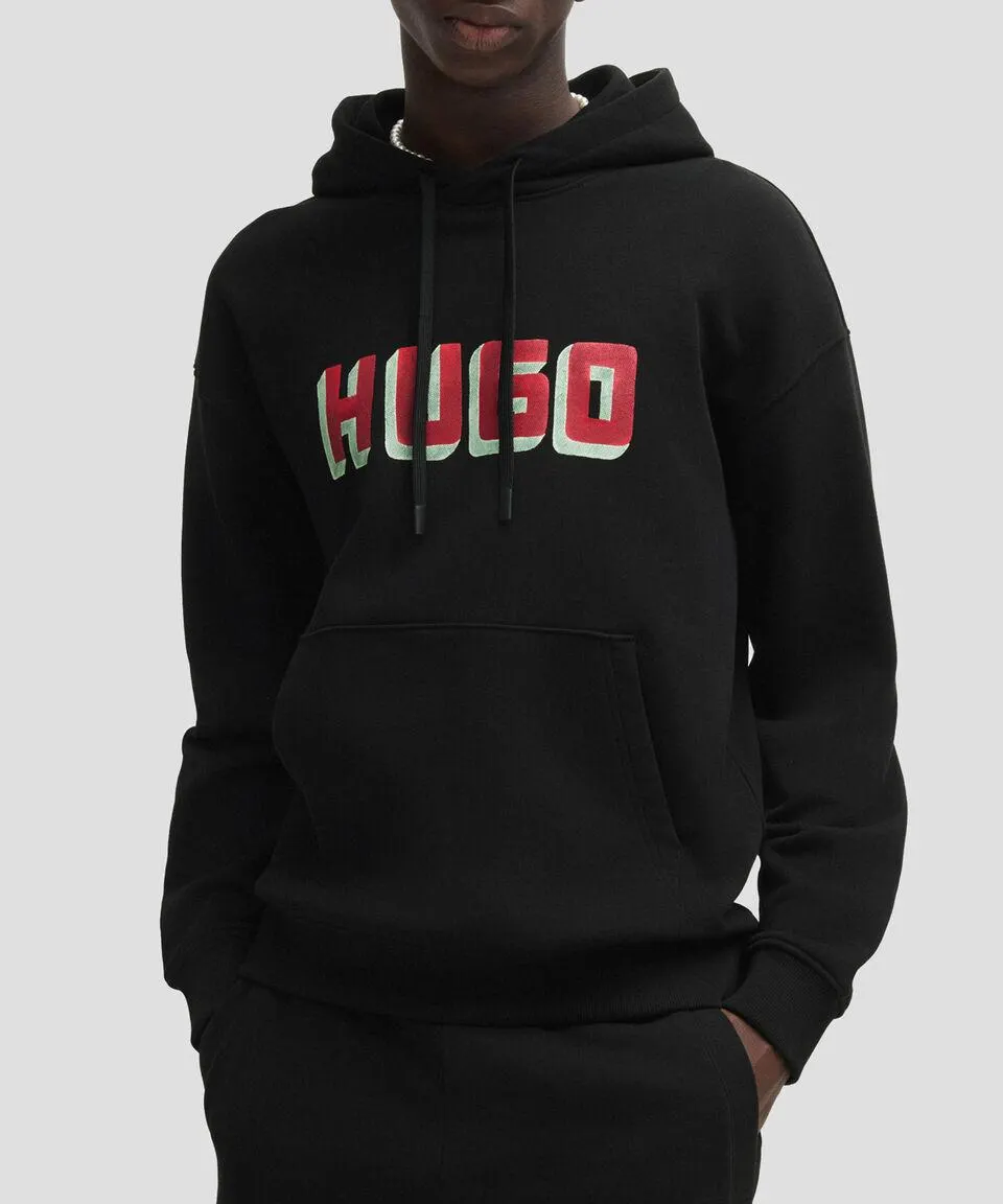 Sudadera con capucha en felpa de rizo de algodón con logo estampado Hombre