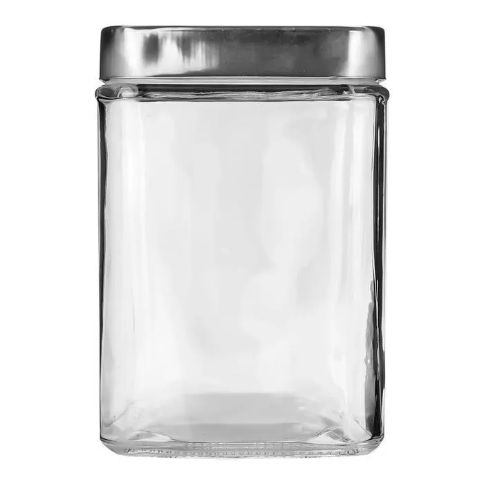 Contenedor cuadrado de vidrio con tapa de aluminio 1 L ATA324 Home Sweet Home