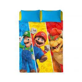 COBERTOR SERENITY MATRIMONIAL MARIO LUIGI Y BOWSER