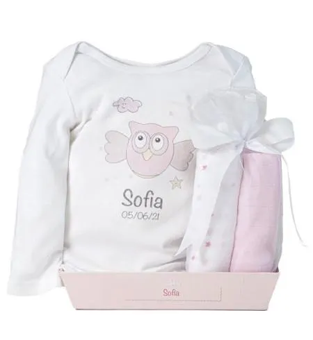 Set de muselinas y body con nombre personalizado