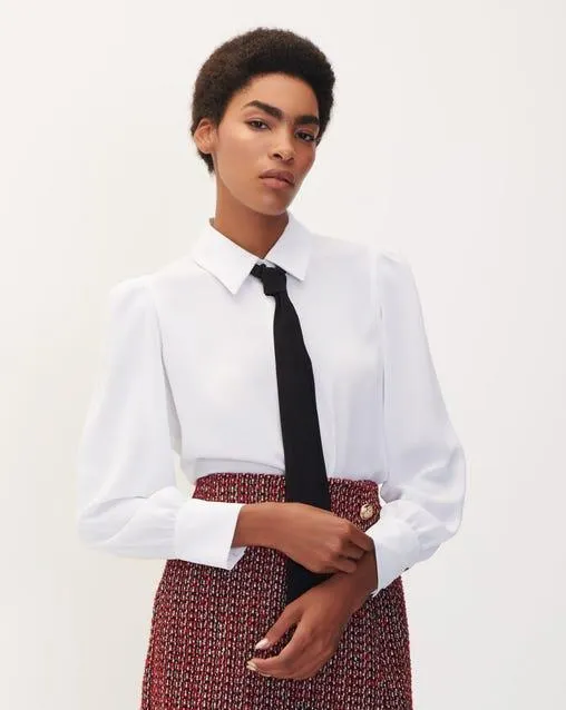 Blusa Cuello Camisero Con Moño