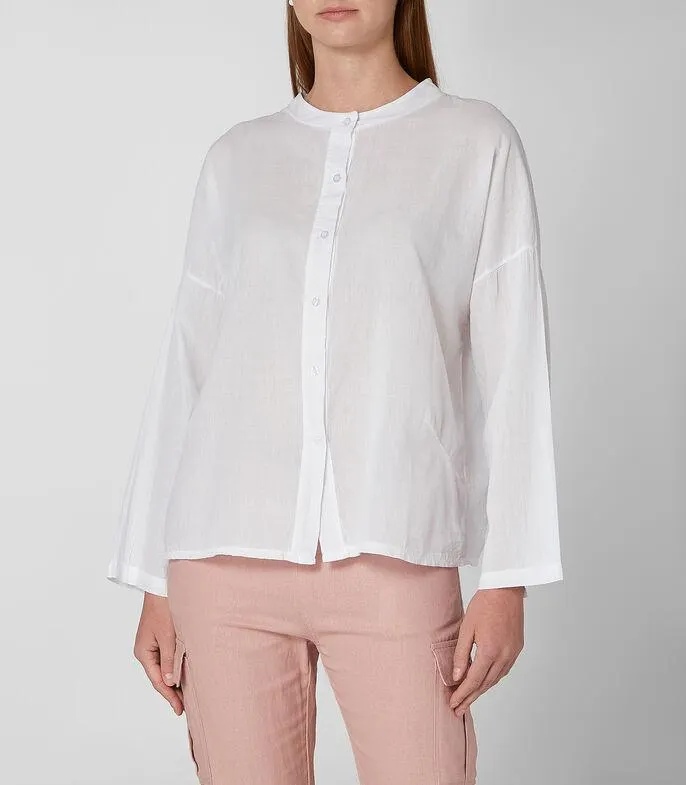 Camisa Manga Larga cuello Mao Mujer