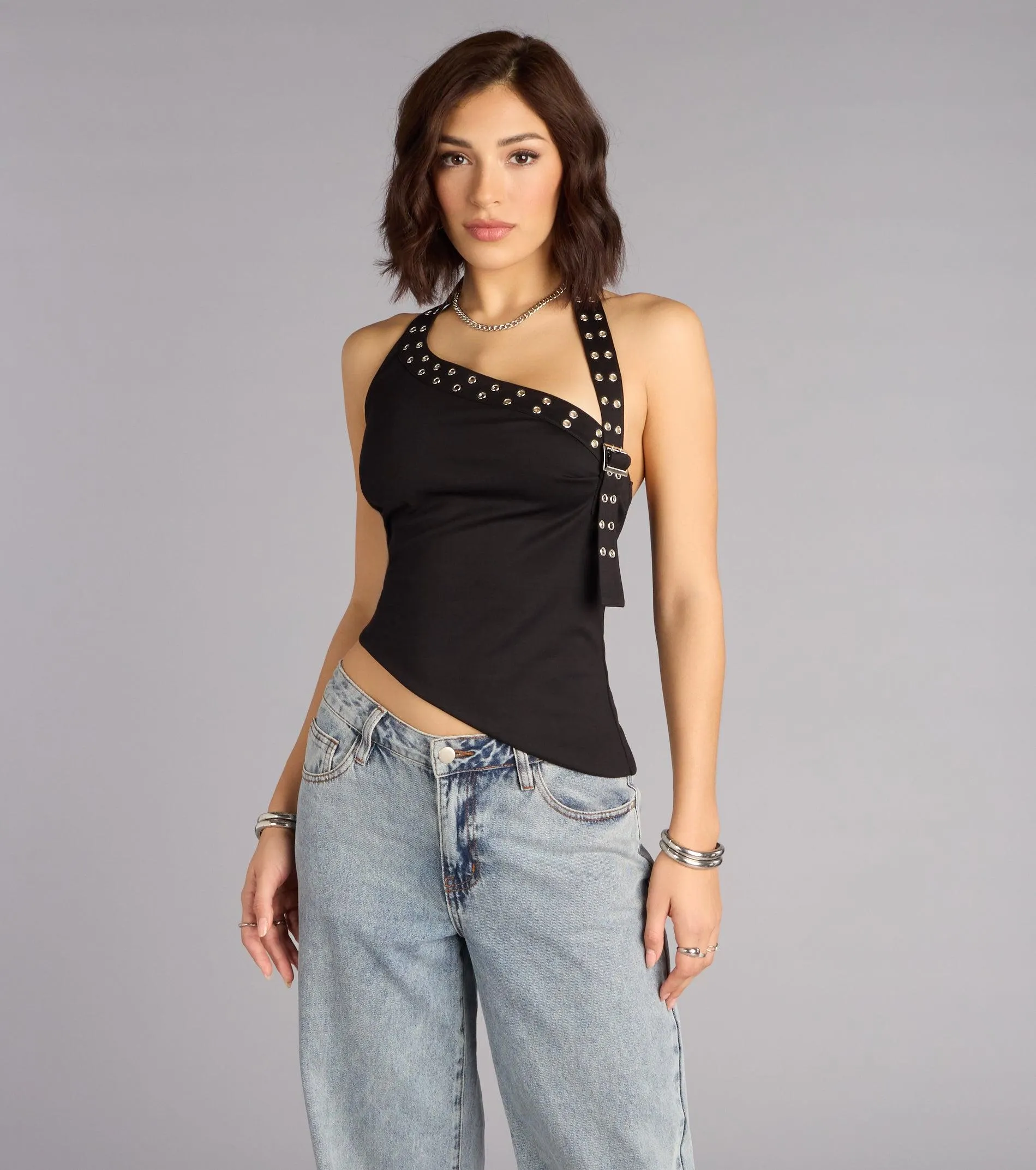 Buckle Up Asymmetrical Halter Top