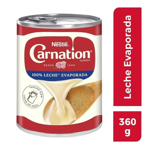 Leche evaporada Carnation clavel 360 g