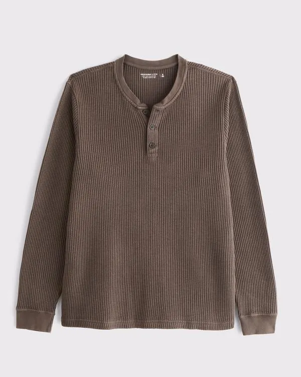 Long-Sleeve Classic Waffle Henley