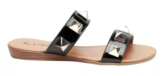 Sandalia Dama Piso Chanclas Charol Mujer Betty Negro Fareli