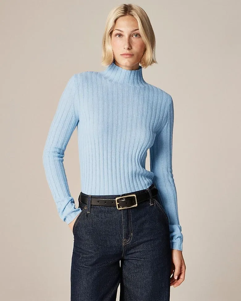 Wide-rib cashmere turtleneck sweater