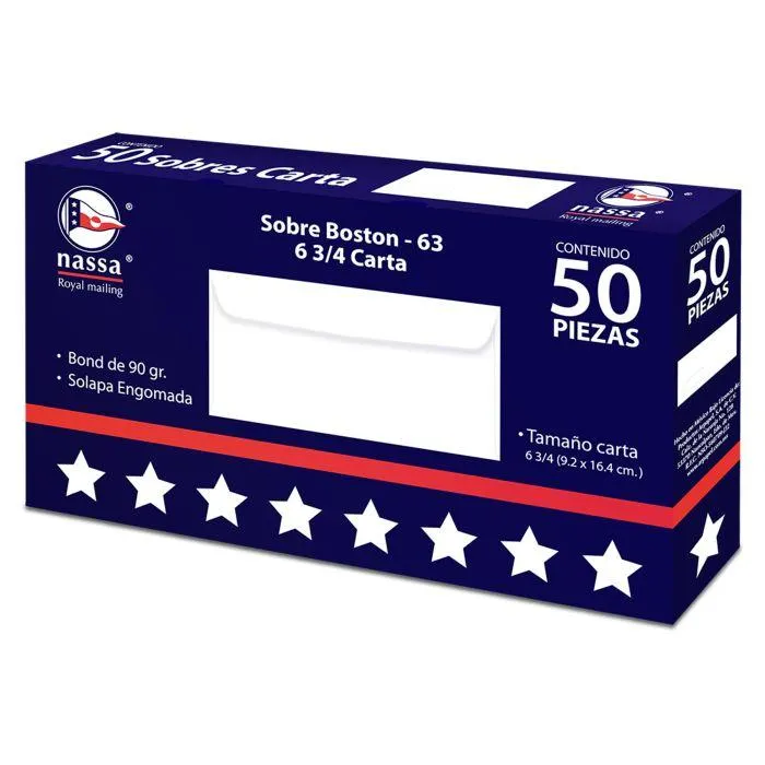 Sobre Boston 63 Nassa HA0206 6 3/4 C/50 9.2 x 16.4 cm. 90 g.