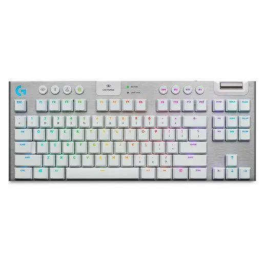 Teclado Gamer Inalámbrico Logitech G915 TKL / Lightspeed USB / RGB Lightsync / Windows / Mac OS / Compacto / Interruptores mecánicos de perfil bajo / Inglés / Blanco