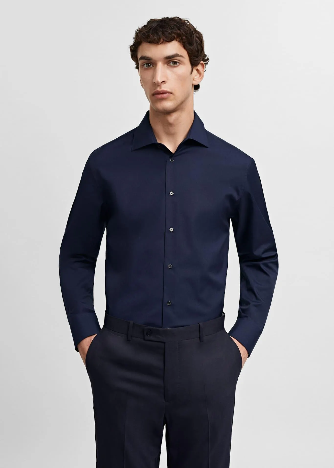 Camisa traje slim fit algodón popelín