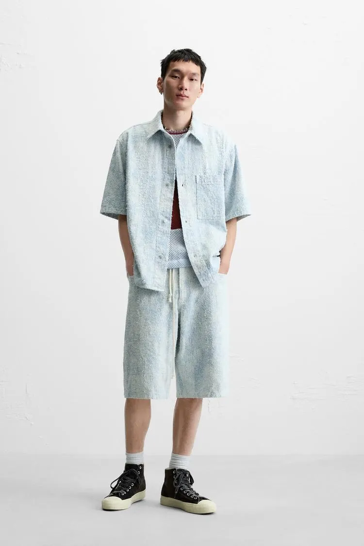 CAMISA MEZCLILLA ACABADO RASCADO