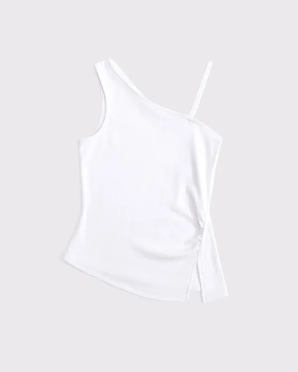 one-shoulder ruched tank
