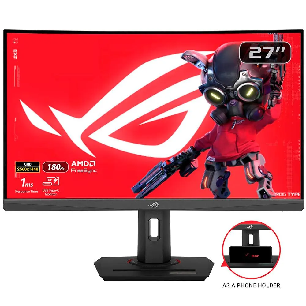 Monitor Gamer Curvo ASUS ROG Strix XG27WCS 27" / Quad HD / FreeSync / 180Hz / HDMI/DisplayPort / Negro / XG27WCS