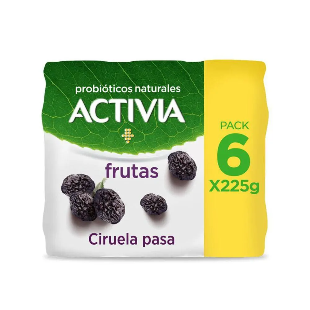 Activia Alimento Lácteo Fermentado Sabor Ciruela Pasa 6 piezas de 225 gr c/u
