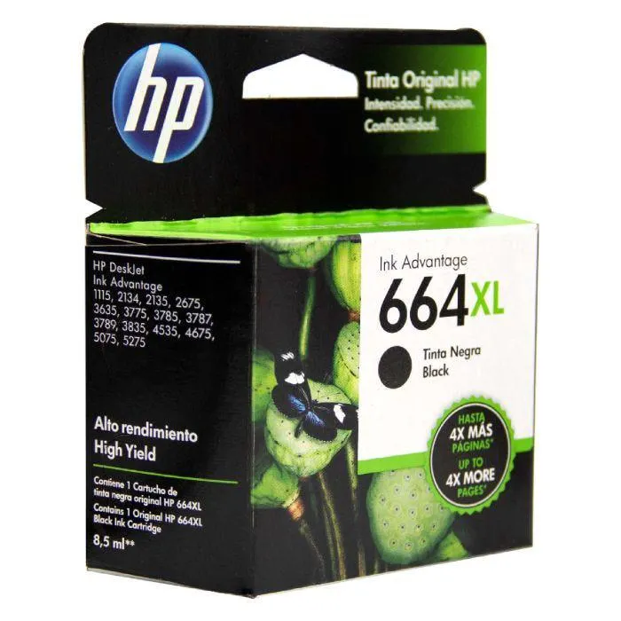 CARTUCHO INKJET NEGRO 664 H.P. F6V31AL XL 8.5 ML.