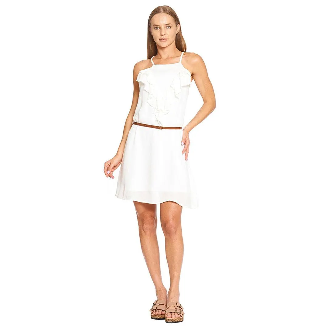 Vestido Mujer Moda Casual Confort Cinturón Forrado Ivory