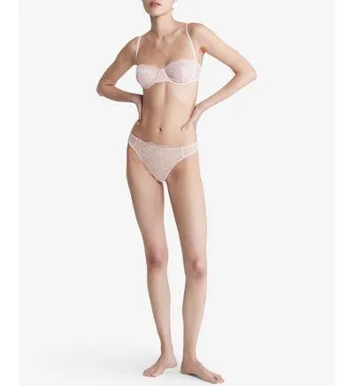 Tanga Calvin Klein Encaje Mujer Beige