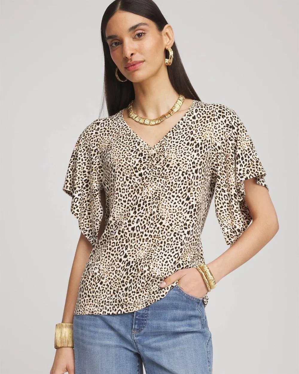 Touch of Cool ™ Handkerchief-Sleeve V-Neck Tee