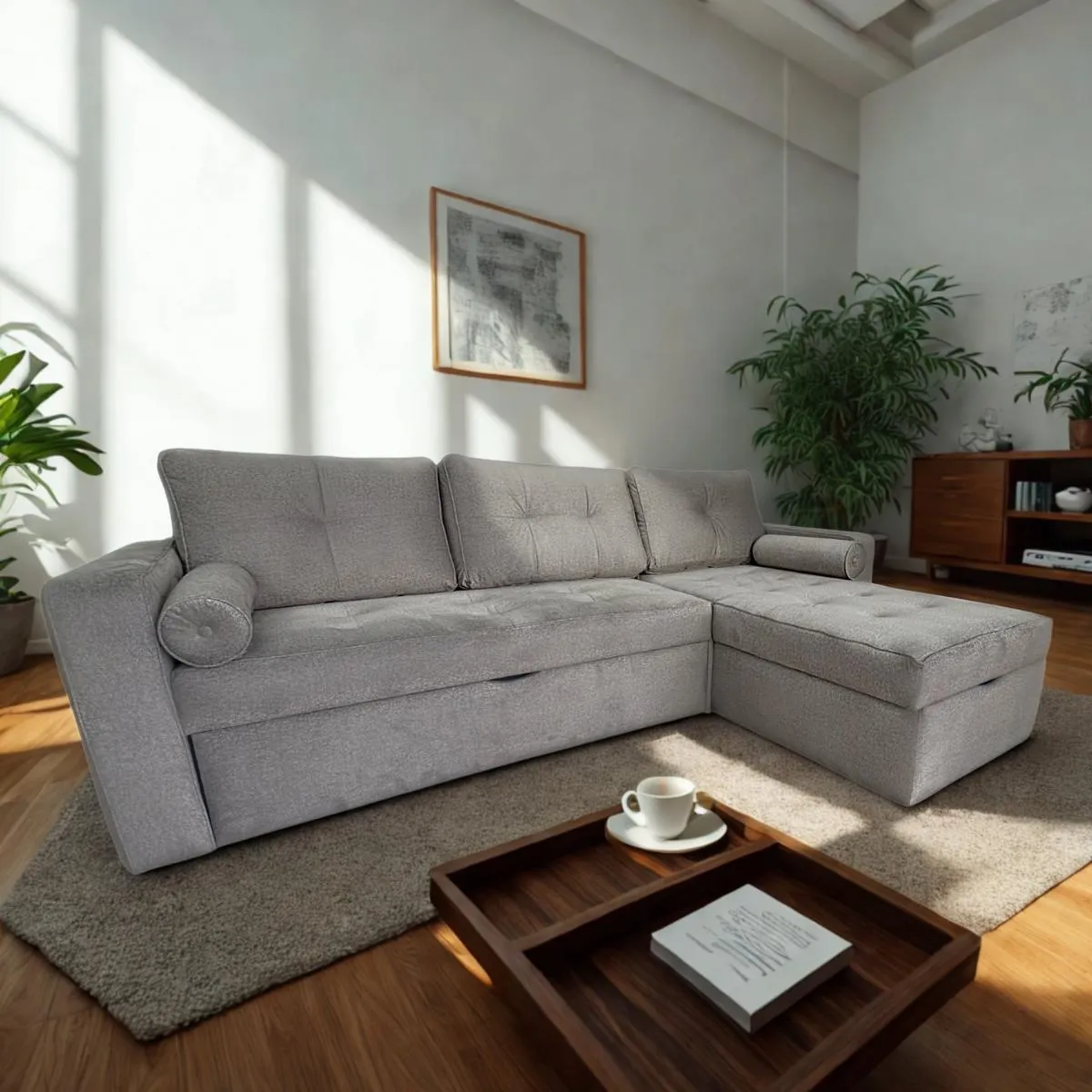 Sala Esquinera Zurich con Sofá Cama gris