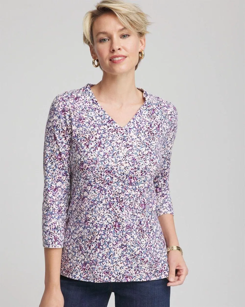 Printed Pima 3/4 Sleeve Tee