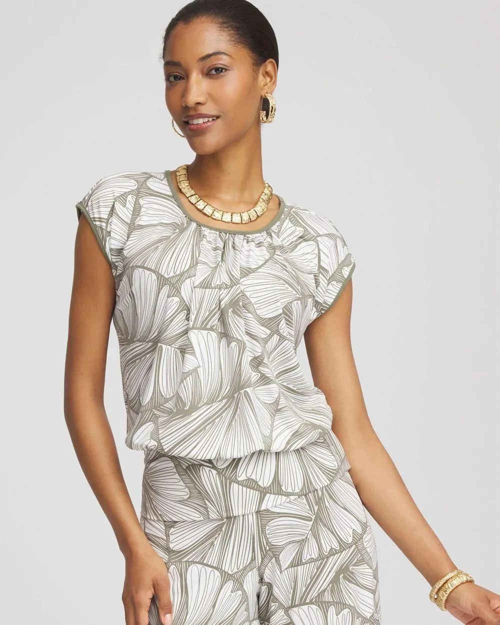 Travelers ™ Abstract Leaf Print Knit Top