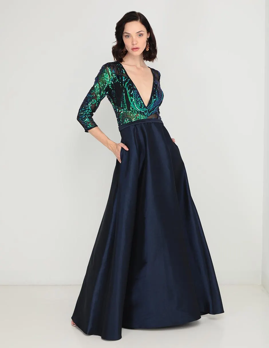 Vestido maxi de fiesta Ema Valdemossa escote profundo