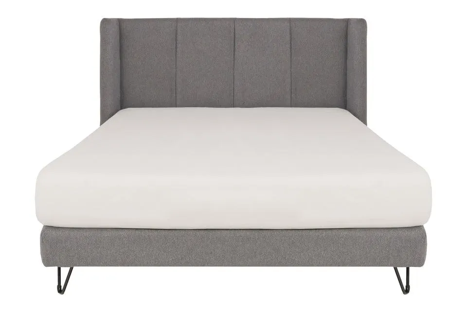 Cama Queen Size Hamley - Tela Bitonal Color Gris Oxford