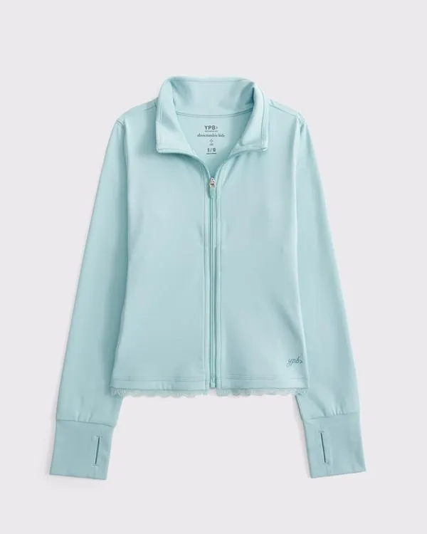 ypb lace-trim mockneck full-zip