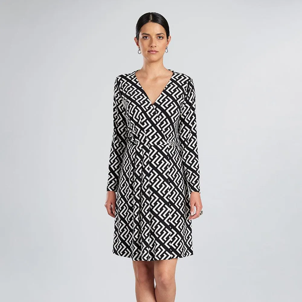 Vestido Estampado En Contraste Cadena