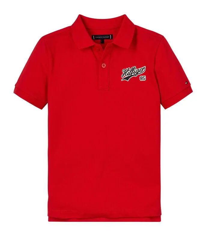 Playera tipo polo con logo de manga corta Niño