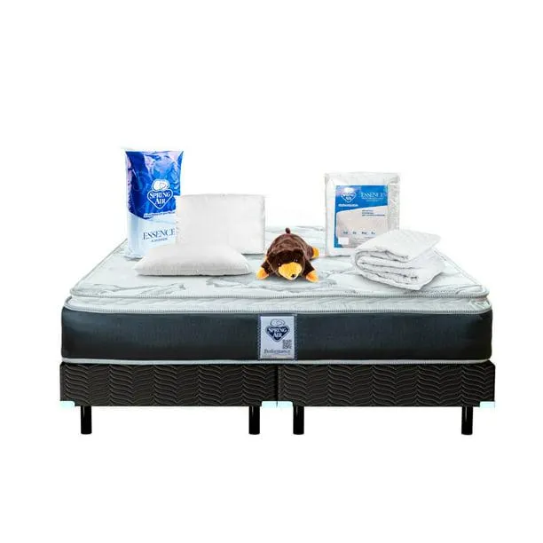 Colchón King Size + Box + Protector + Almohadas + Osito Spring Air Smith