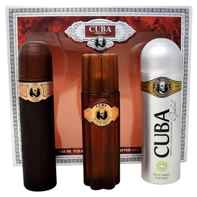 Set Cuba Gold 3Pzs 100 ml Edt Spray + Desodorante 200 ml Spray + After Shave 100 ml de Cuba