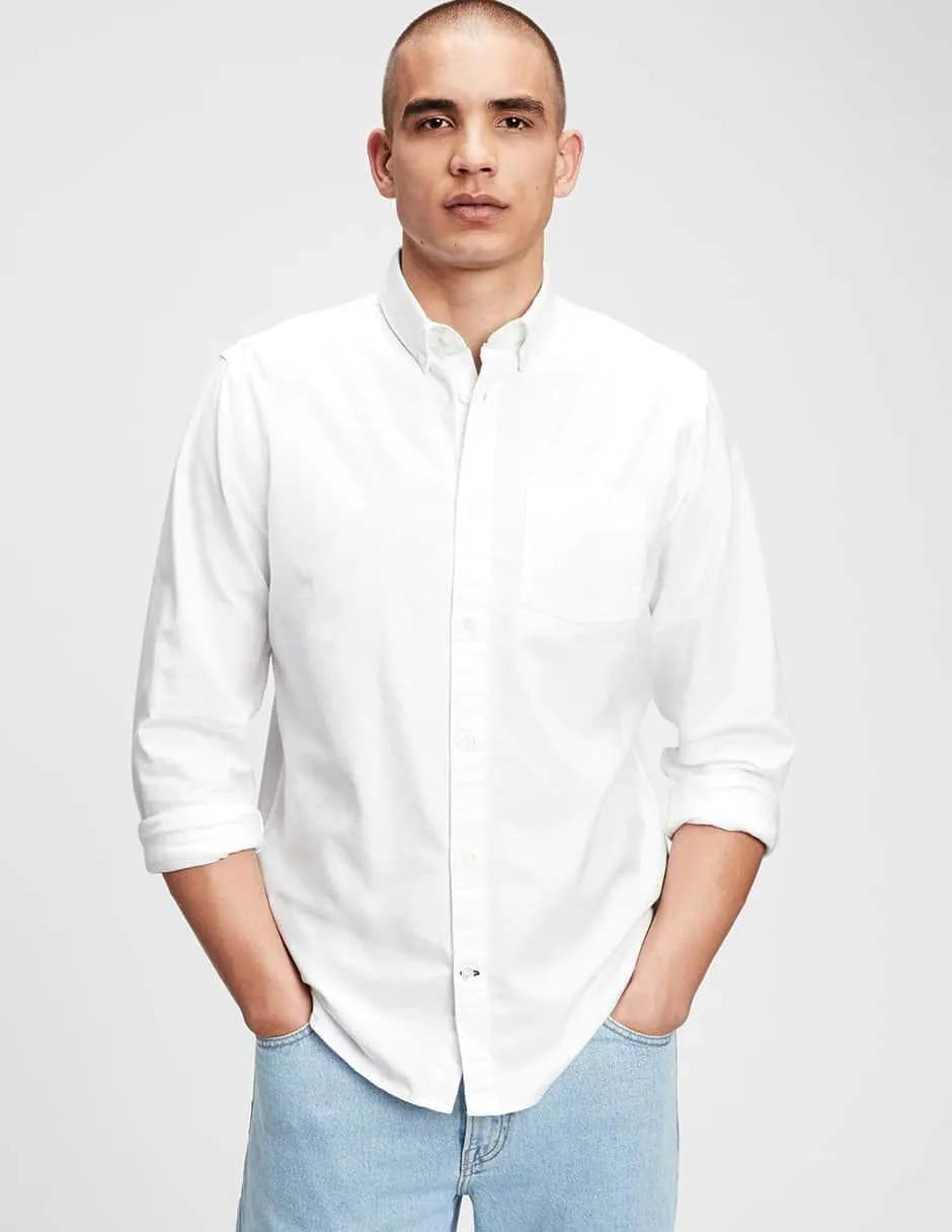 Camisa casual de algodón manga larga para hombre