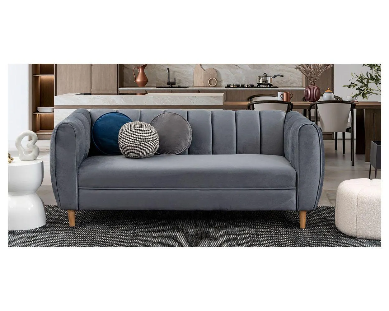 Sofá 3 Plazas Castell Gris Oxford