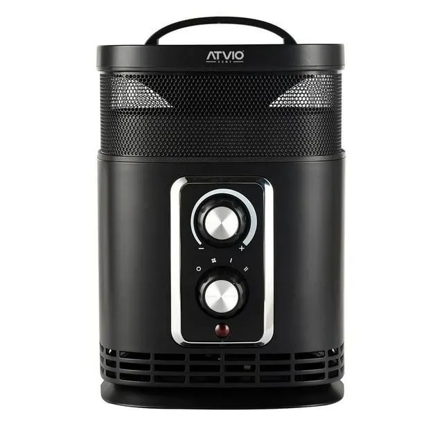 Calefactor Atvio Home de Cerámica Negro 28.6cm de Alto 1500W