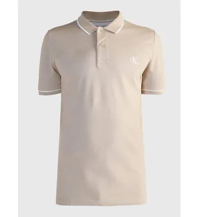 Polo Calvin Klein con Monograma Hombre Beige