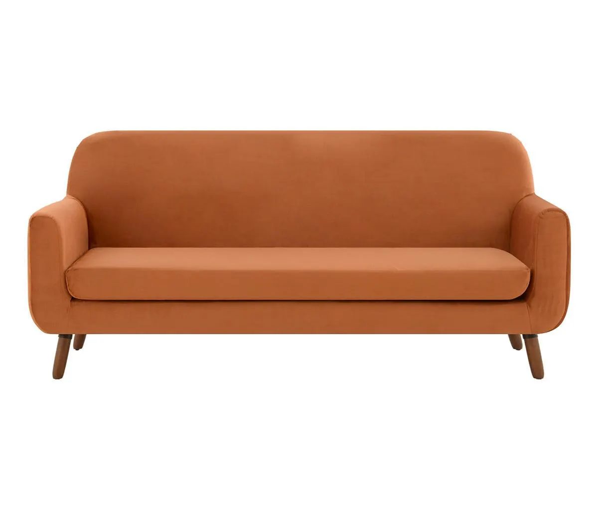 Sofá 3 cuerpos Jitotol cuerpos terciopelo pata Nogal - Naranja