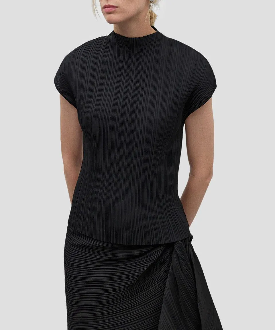 Blusa con líneas manga corta Mujer